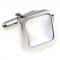 Heavy Sided Silver Tone Square Mother of Pearl Cufflinks.JPG